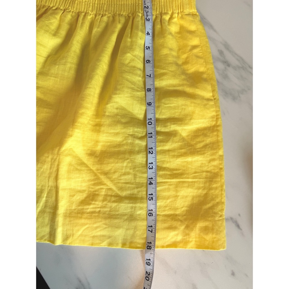 J.Crew Yellow 100% Linen Paperbag Waist Mini Skirt with Pockets Size 6 - Picture 7 of 7